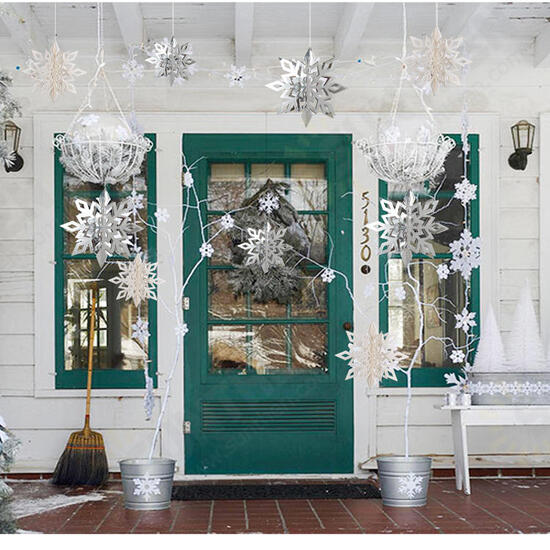 6PCS 3D Snowflake Paper Hanging Ornament Kit Christmas Decoration Toys Home Party