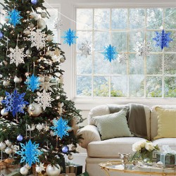 6PCS 3D Snowflake Paper Hanging Ornament Kit Christmas Decoration Toys Home Party 6PCS 3D Snowflake Paper Hanging Ornament Kit Christmas Decoration Toys Home Party