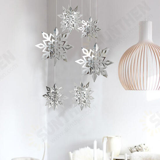 6PCS 3D Snowflake Paper Hanging Ornament Kit Christmas Decoration Toys Home Party