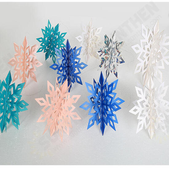 6PCS 3D Snowflake Paper Hanging Ornament Kit Christmas Decoration Toys Home Party