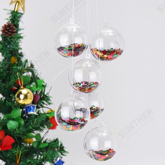 6PCS Christmas Party Home Decoration 5CM Sequin Transparent Ball Bauble Ornament Kids Children Gift