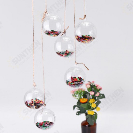 6PCS Christmas Party Home Decoration 5CM Sequin Transparent Ball Bauble Ornament Kids Children Gift