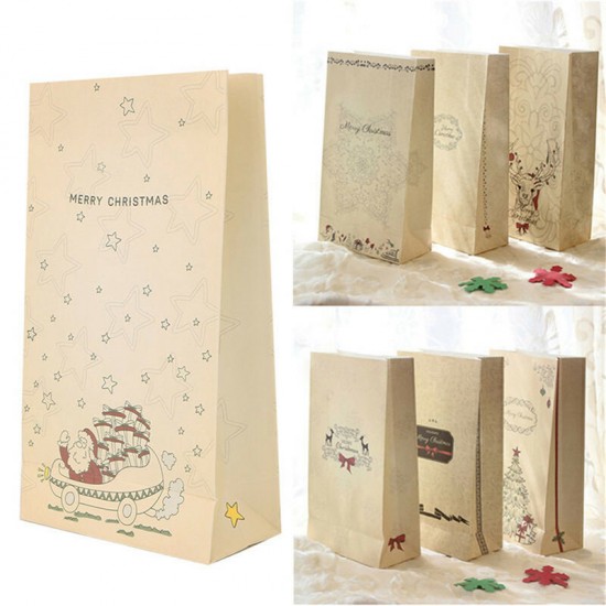 8PCS Kraft Christmas Party Home Decoration Cookies Present Luxury Wedding Gift Candy Bag Toys