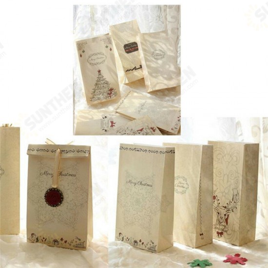 8PCS Kraft Christmas Party Home Decoration Cookies Present Luxury Wedding Gift Candy Bag Toys