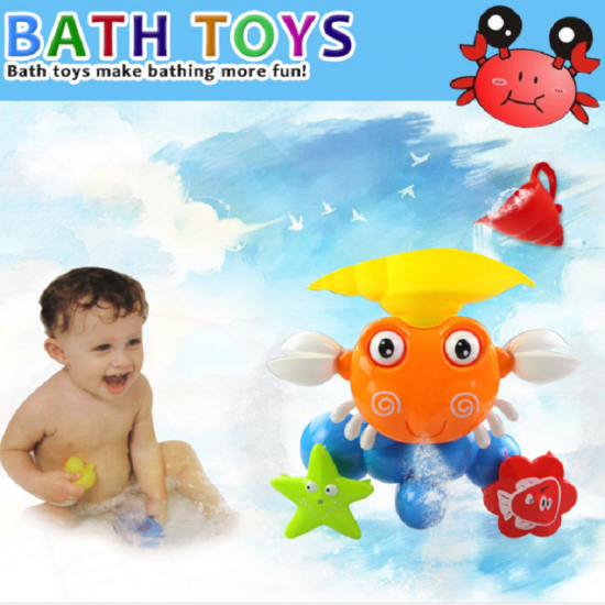 Baby Crab Windmills Bath Toy Faucet Plastic Wash Toys Spray Water Fun