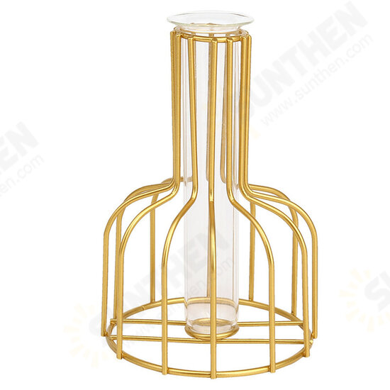 Black/Gold Nordic Style Iron Hydroponic Flower Lantern-shaped Vase Decoration