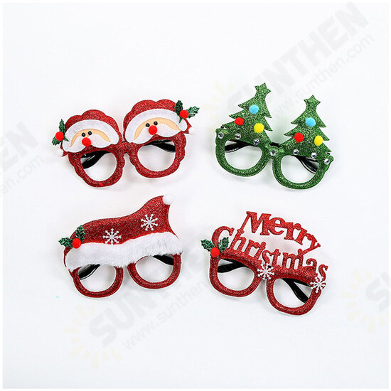 Christmas Cartoon Hat Letter Snowman Tree Glasses Frame Children Adult Party Dress Up Toy for Home Decorations Gift