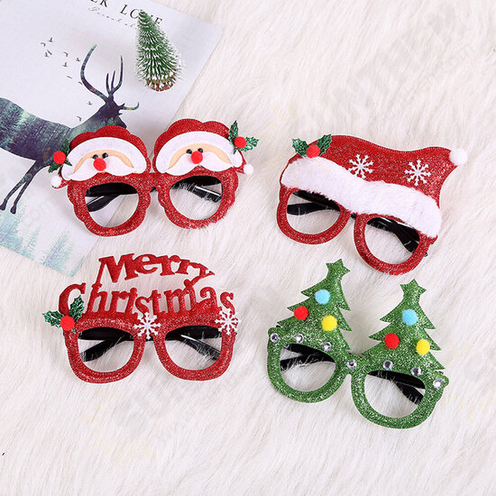 Christmas Cartoon Hat Letter Snowman Tree Glasses Frame Children Adult Party Dress Up Toy for Home Decorations Gift