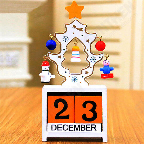 Christmas Creative Gift Mini Wooden Calendar Home Ornament Table Desk Decor