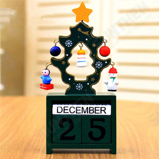 Christmas Creative Gift Mini Wooden Calendar Home Ornament Table Desk Decor