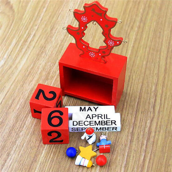 Christmas Creative Gift Mini Wooden Calendar Home Ornament Table Desk Decor