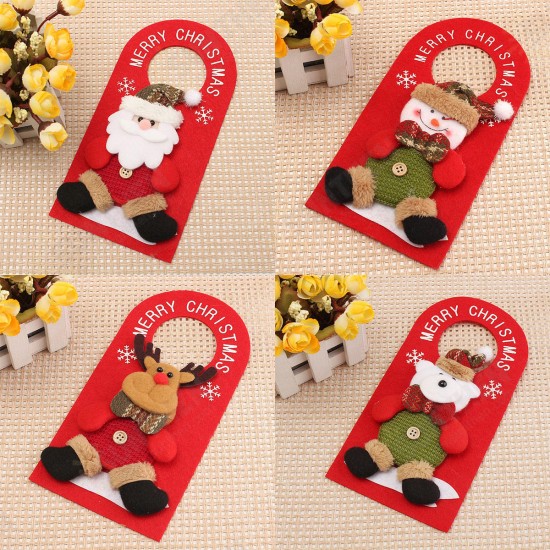 Christmas Decoration Santa Claus Elk Applique Style Lovely Detailed Design Padded Felt Door Hanger