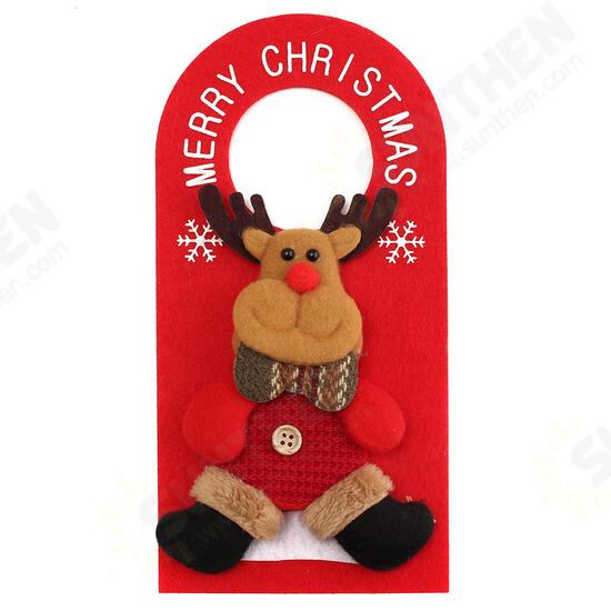 Christmas Decoration Santa Claus Elk Applique Style Lovely Detailed Design Padded Felt Door Hanger