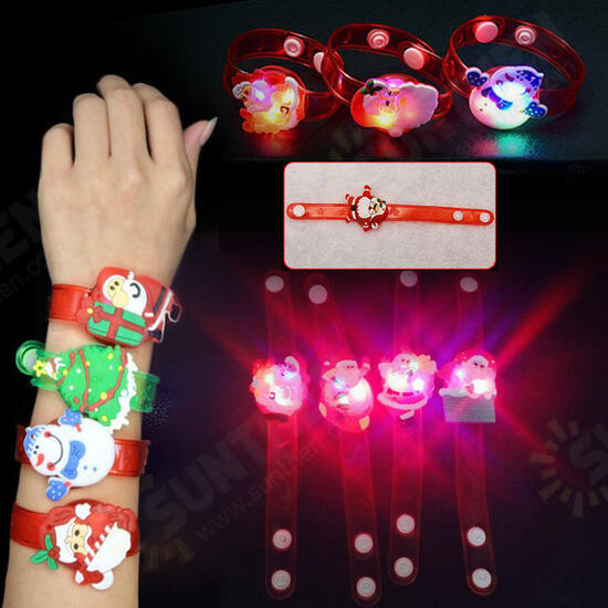 Christmas Gift Luminous Wrist Band Cartoon LED Flash Bracelet For Kids Presents Decoration Toys