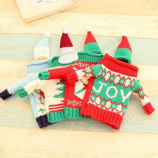 Christmas Knitted Sweater Lid Hat Wine Bottle Cover Wrap Bag Xmas Decoration