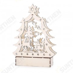 Christmas Party Home Decoration LED Lamp Glowing Wooden Tree Ornament Toys For Kids Children Gift