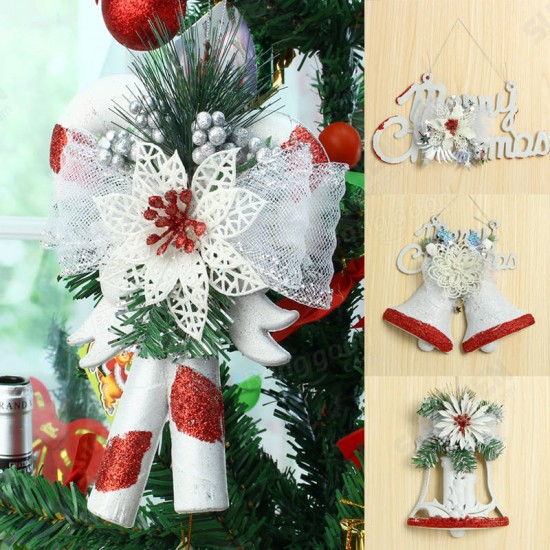 Christmas Party Home Decoration White Hand Painted Tree Ornament Pendant Door Hanging Kids Gift