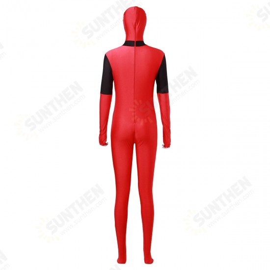 Cool Lady Costume Lycra Adult Women Red Fullbody Cosplay Birthday Suit