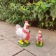 Creative 3D Light Up Chicken with Scarf Lawn Ornament with Led Lights Lump Scarf Rooster Resin Sculpture Corridor Christmas Courtyard Garden Decoration