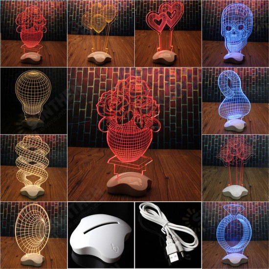 Creative Optical illusion 3D Light Office Home Decor Gift Luminous USB Led Light Desk Table Lamp