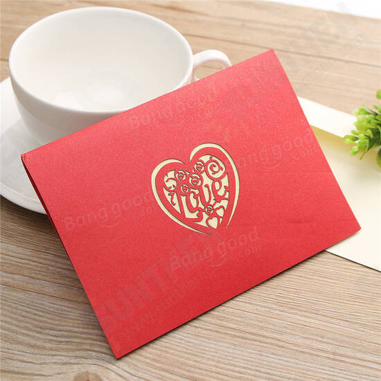 Creative Red Paper Carving 3D Card ThanksGiving Day Gift For Families Toys