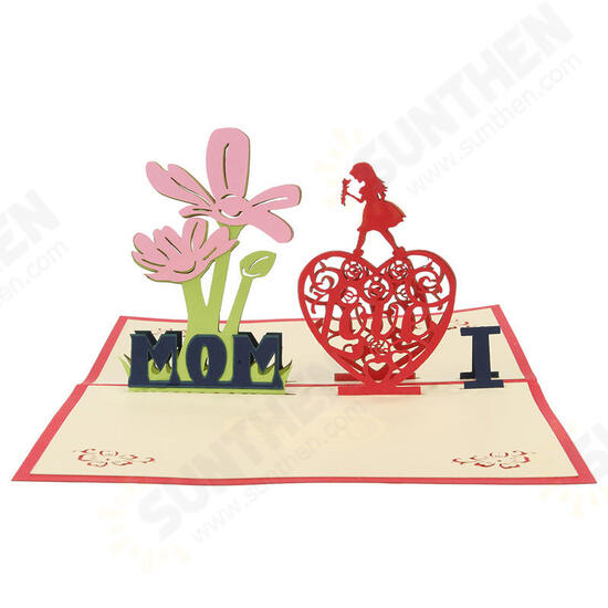 Creative Red Paper Carving 3D Card ThanksGiving Day Gift For Families Toys