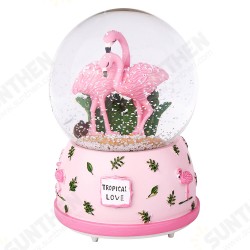 Cute Flamingo Snow Crystal Ball With Light Music Box Theme Musical Birthday Present Cute Flamingo Snow Crystal Ball With Light Music Box Theme Musical Birthday Present