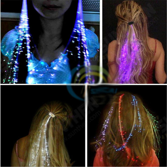 Flash LED Hair Braid 40CM Decorative Valentines Gift Party Light-Up Optic Fiber Extension Barrette