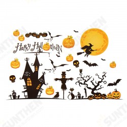 Halloween Decoration Art Paper Stick Home Pumpkin Castle Moon