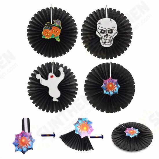 Halloween Paper Fan Wall Hanging Decoration Party Home Decor Gifts Ghost Pumpkin