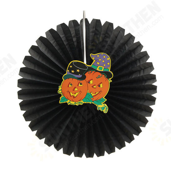 Halloween Paper Fan Wall Hanging Decoration Party Home Decor Gifts Ghost Pumpkin