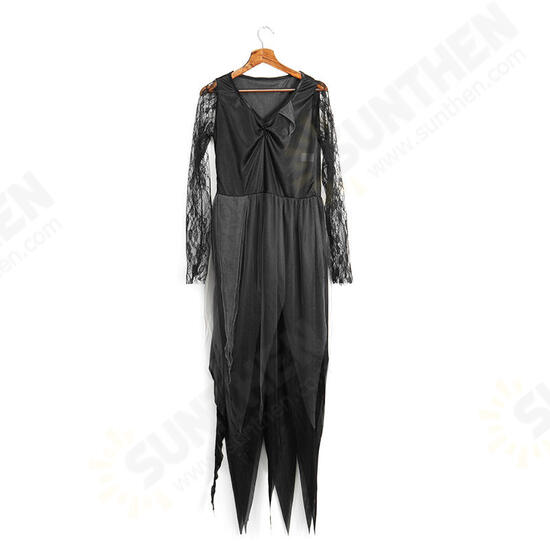 Halloween Party Home Zombie Ghost Bride Women Dress With Black Headdress Toys Props