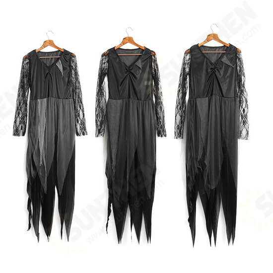 Halloween Party Home Zombie Ghost Bride Women Dress With Black Headdress Toys Props