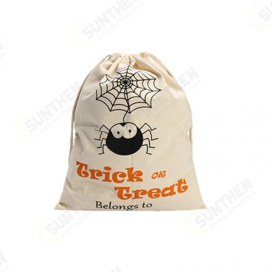 Halloween Pumpkin Canvas Bags Beam Port Drawstring Sack Candy Gift Bags