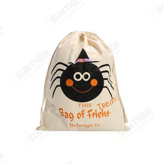 Halloween Pumpkin Canvas Bags Beam Port Drawstring Sack Candy Gift Bags