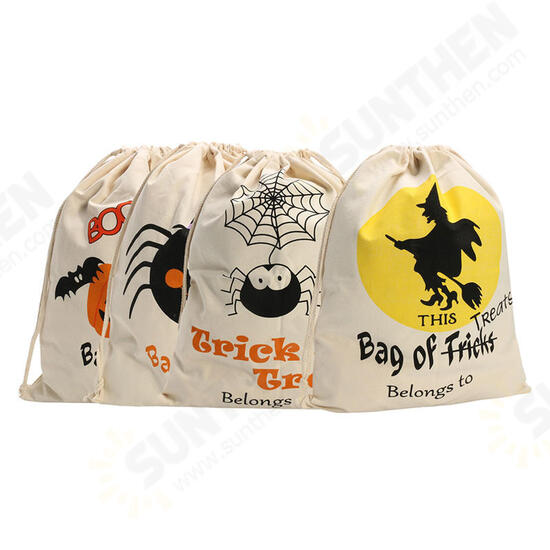 Halloween Pumpkin Canvas Bags Beam Port Drawstring Sack Candy Gift Bags