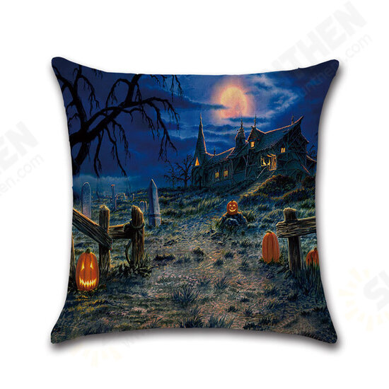 Halloween Series Ancient House Witch Pumpkin Cat Pillow Cover Decorative Toys