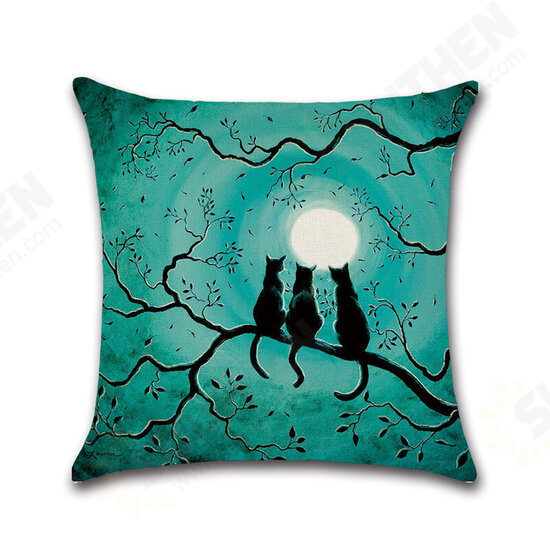 Halloween Series Ancient House Witch Pumpkin Cat Pillow Cover Decorative Toys