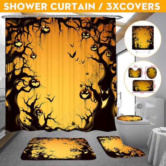 Halloween Series Decorative Toys Bathroom Toilet Cover+Non-slip Pedestal Rug+Bath Mat / Waterproof Shower Curtain Halloween Style Halloween Series Decorative Toys Bathroom Toilet Cover+Non-slip Pedestal Rug+Bath Mat / Waterproof Shower Curtain Halloween Style
