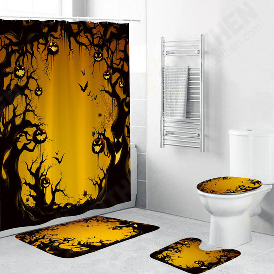 Halloween Series Decorative Toys Bathroom Toilet Cover+Non-slip Pedestal Rug+Bath Mat / Waterproof Shower Curtain Halloween Style Halloween Series Decorative Toys Bathroom Toilet Cover+Non-slip Pedestal Rug+Bath Mat / Waterproof Shower Curtain Halloween Style