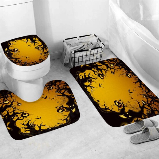 Halloween Series Decorative Toys Bathroom Toilet Cover+Non-slip Pedestal Rug+Bath Mat / Waterproof Shower Curtain Halloween Style Halloween Series Decorative Toys Bathroom Toilet Cover+Non-slip Pedestal Rug+Bath Mat / Waterproof Shower Curtain Halloween Style