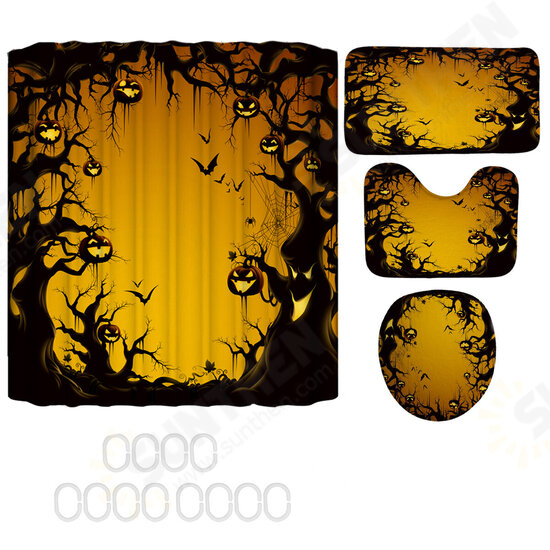 Halloween Series Decorative Toys Bathroom Toilet Cover+Non-slip Pedestal Rug+Bath Mat / Waterproof Shower Curtain Halloween Style Halloween Series Decorative Toys Bathroom Toilet Cover+Non-slip Pedestal Rug+Bath Mat / Waterproof Shower Curtain Halloween Style