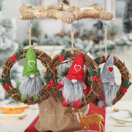 Hanging Non-Woven Hat With Heart Rattan Swedish Santa Gnome Handmade Figurine Home Ornaments Christmas Decoration Toys Table Decor Hanging Non-Woven Hat With Heart Rattan Swedish Santa Gnome Handmade Figurine Home Ornaments Christmas Decoration Toys Table Decor