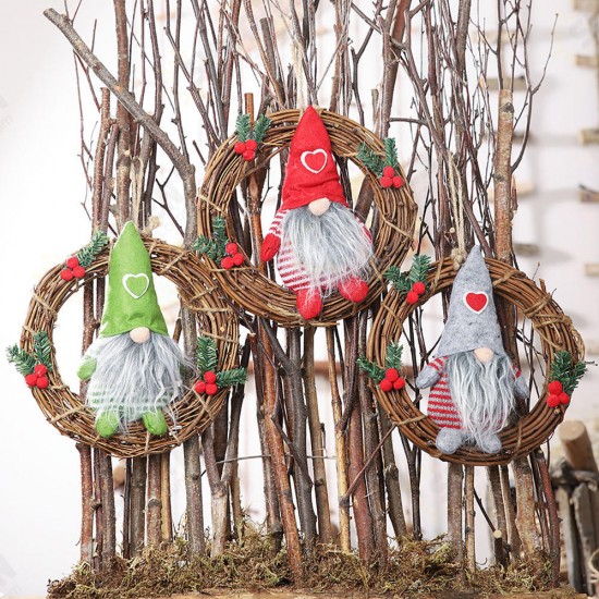 Hanging Non-Woven Hat With Heart Rattan Swedish Santa Gnome Handmade Figurine Home Ornaments Christmas Decoration Toys Table Decor