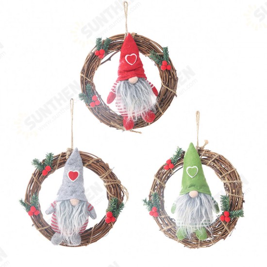 Hanging Non-Woven Hat With Heart Rattan Swedish Santa Gnome Handmade Figurine Home Ornaments Christmas Decoration Toys Table Decor