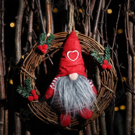 Hanging Non-Woven Hat With Heart Rattan Swedish Santa Gnome Handmade Figurine Home Ornaments Christmas Decoration Toys Table Decor