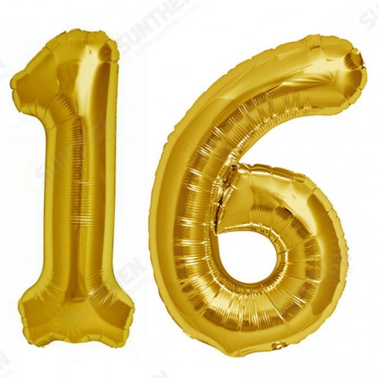 Large Birthday Party Number 16 Foil Balloon Helium Air Decoration