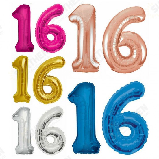 Large Birthday Party Number 16 Foil Balloon Helium Air Decoration Large Birthday Party Number 16 Foil Balloon Helium Air Decoration