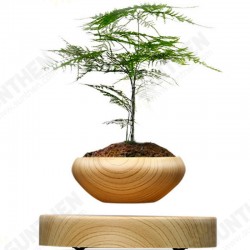 Magnetic Suspended Potted Plant Wood Grain Round LED Indoor Pot Home Office Decoration Magnetic Suspended Potted Plant Wood Grain Round LED Indoor Pot Home Office Decoration
