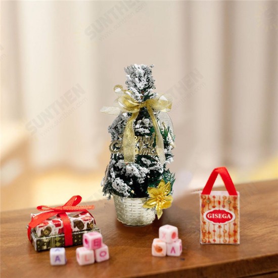 Mini Table Top Christmas Tree Ornament Multi-patterns Random Xmas Home Party Dinner Table Decor